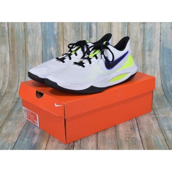 Nike Precision 5 Flyease 11.5 White Barely Volt Basketball Sneakers CW3403-100-